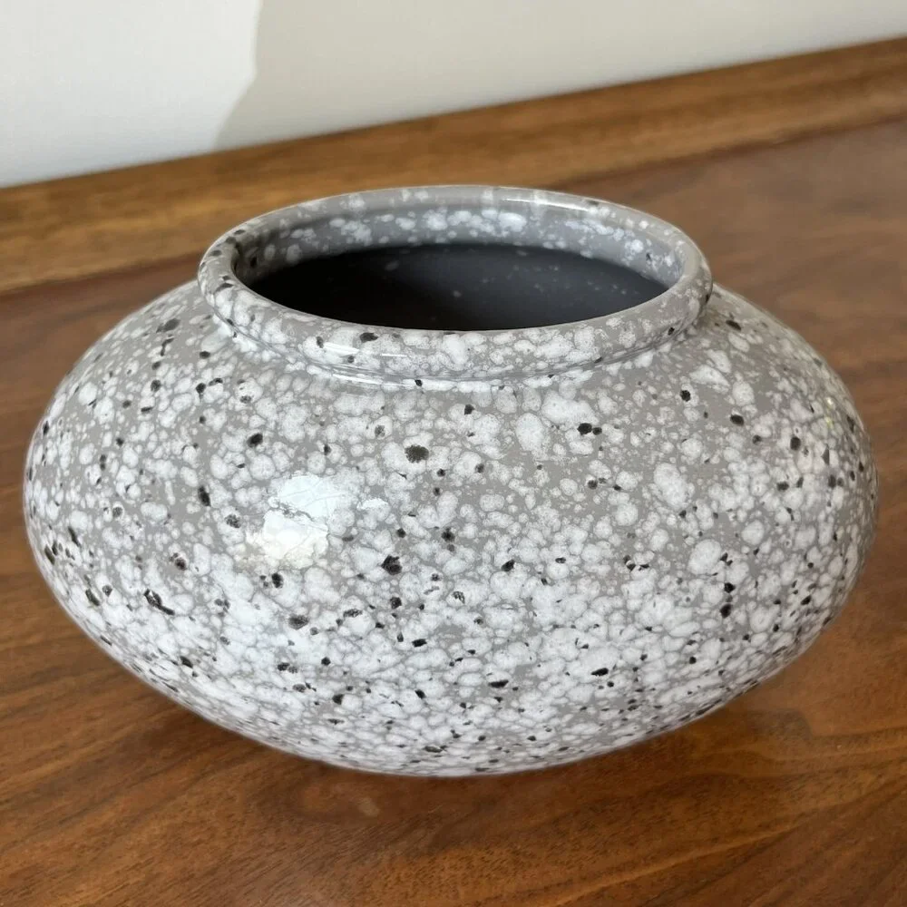 Vintage Scheurich Vase West Germany Oblong Gray Marble Speckled Pattern #504-12